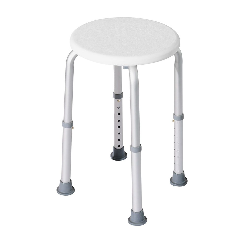 HOMCOM Shower Chair, a white round seat with adjustable aluminium legs and grey non-slip feet