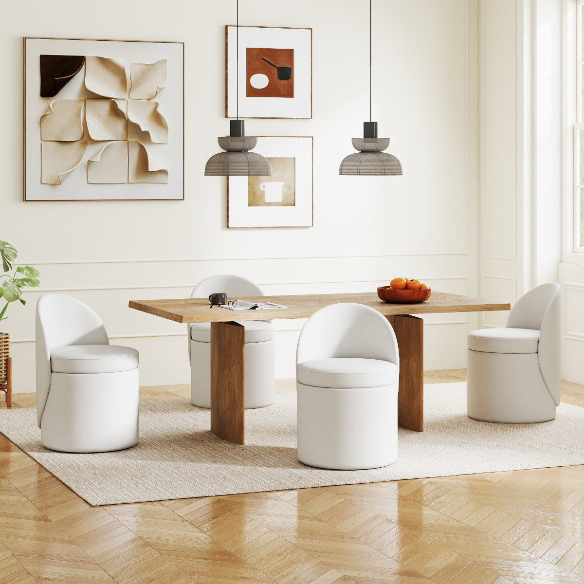 38 L Storage Ottoman Faux Velvet Vanity Stool with Backrest-White