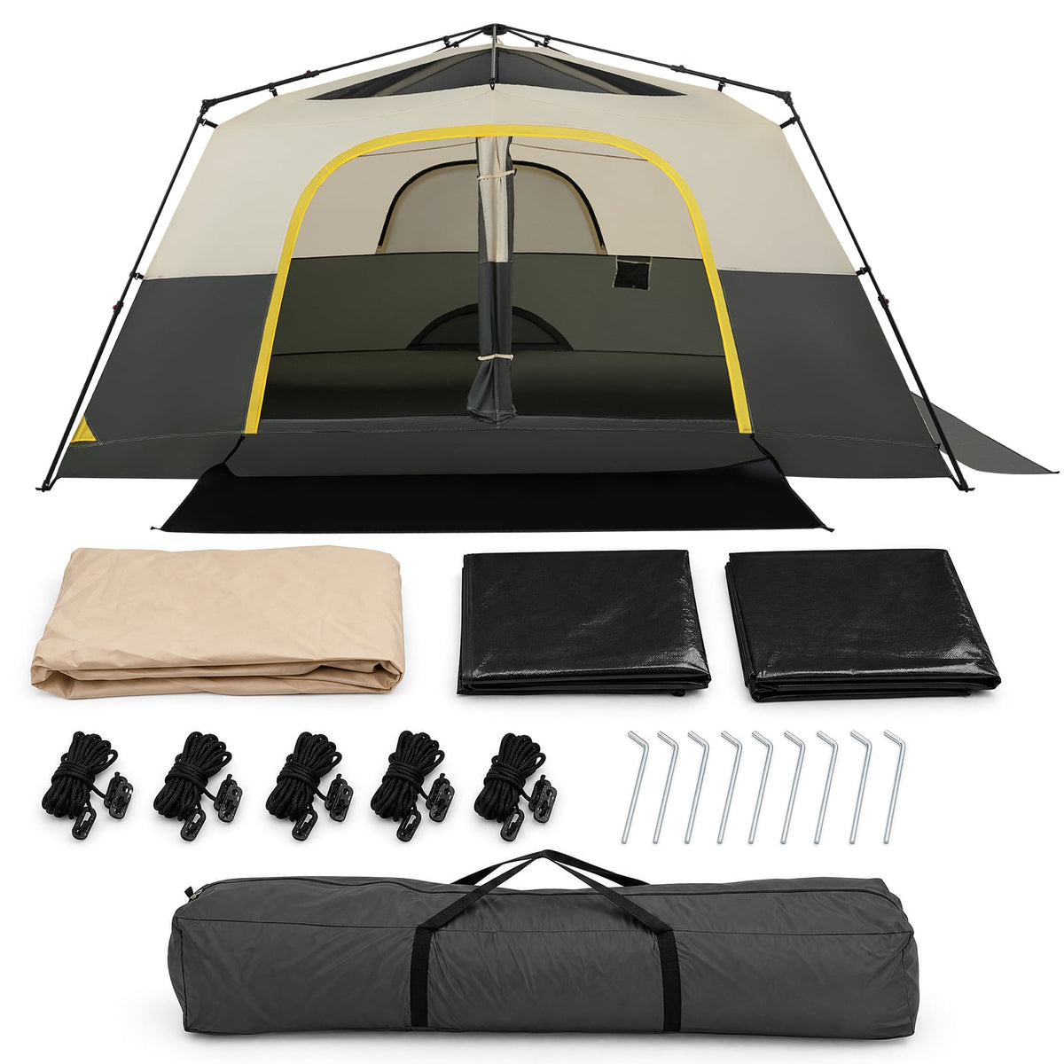 399 x 267 cm 10 Person Instant Cabin Camping Tent with Rainfly-Beige