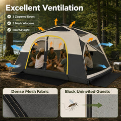 399 x 267 cm 10 Person Instant Cabin Camping Tent with Rainfly-Beige