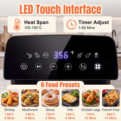 3L Electric Deep Fryer with LED Touch Screen and Viewing Window for Kitchen-Silver