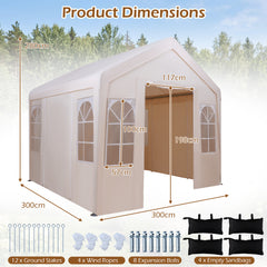 3M x 3M Outdoor Heavy-duty Canopy Tent with 4 Removable Sidewalls and Windows-Beige