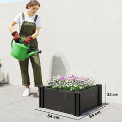Outsunny Vinyl Raised Garden Bed Kit, 2 x 2 x 1ft Modular Elevated Garden Box with Slotting Legs and Open Bottom, Dark Grey