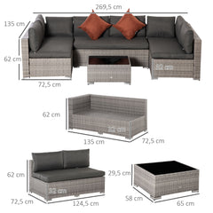 Outsunny Four-Piece Half-Square Rattan Sofa Set - Mixed Grey - product image 3