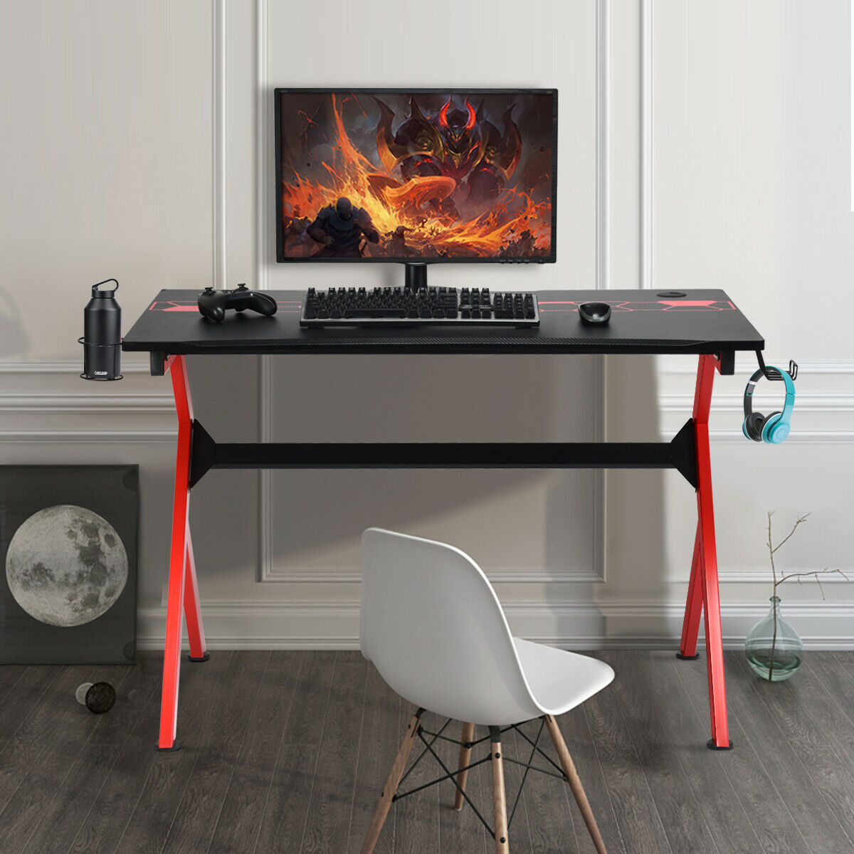Gaming Computer Desk with Headphones Holder