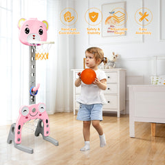 3 IN 1 Kids Basketball Hoop and Stand Set-Pink