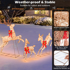 3 Piece Lighted Christmas Reindeer with 255 Warm White Lights