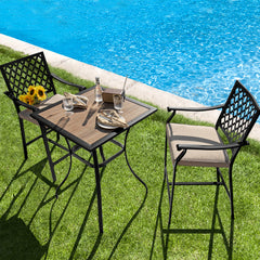 3 Pieces Patio Bar Set with High-Density Seat Cushions