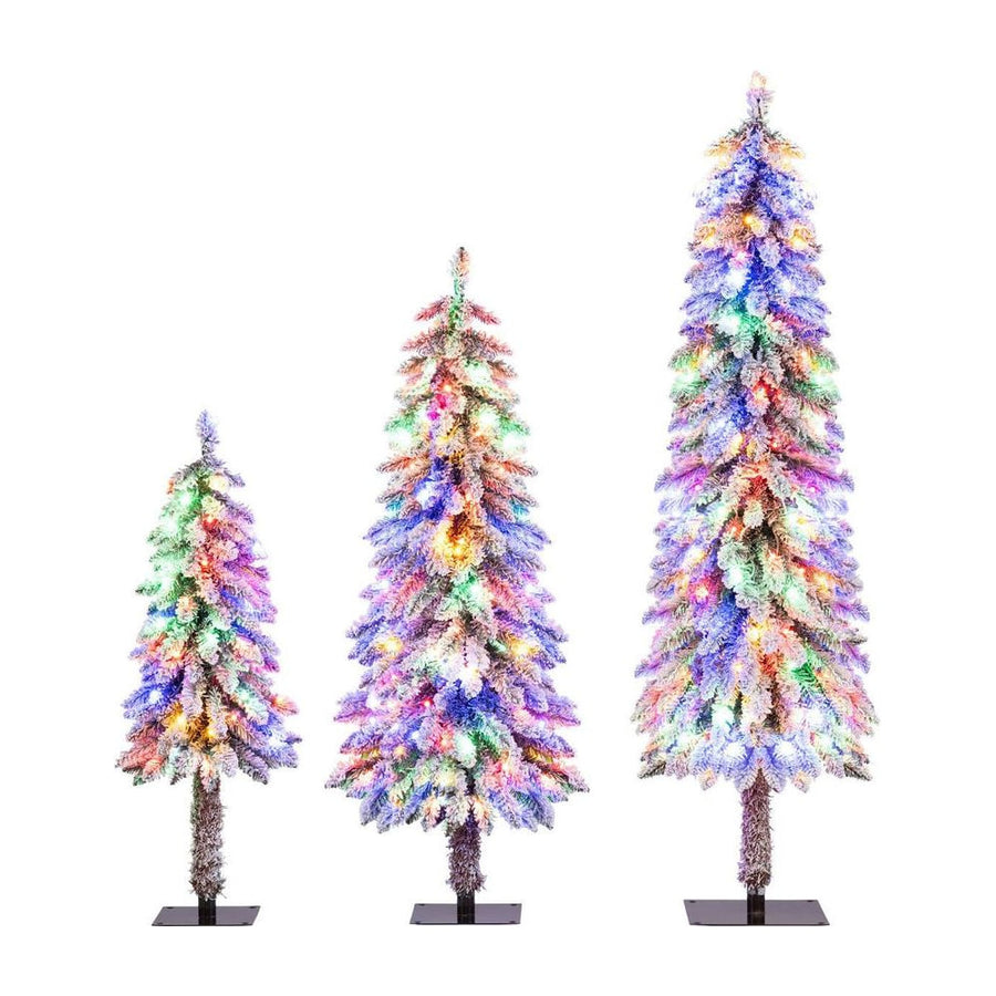 3' 4' 5' Artificial Christmas Tree Set with 115 + 207 + 275 Branch Tips and 50 + 100 + 150 Colorful LED Lights