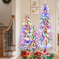 3' 4' 5' Artificial Christmas Tree Set with 115 + 207 + 275 Branch Tips and 50 + 100 + 150 Colorful LED Lights
