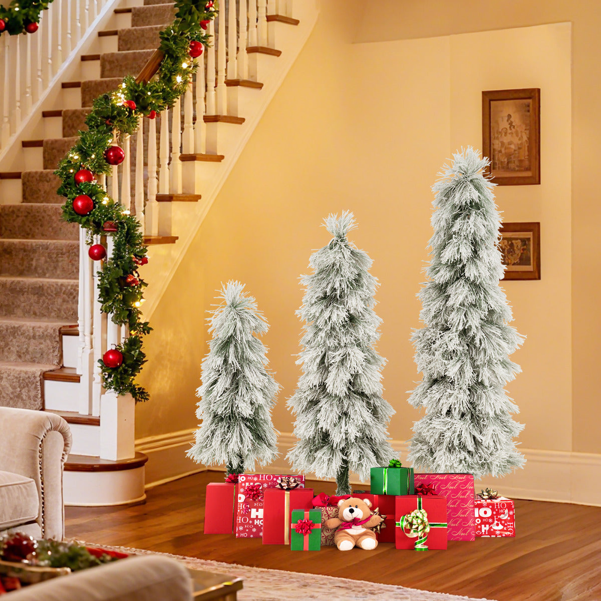 3' 4' 5' Artificial Christmas Tree Set with Branch Tips and LED Lights