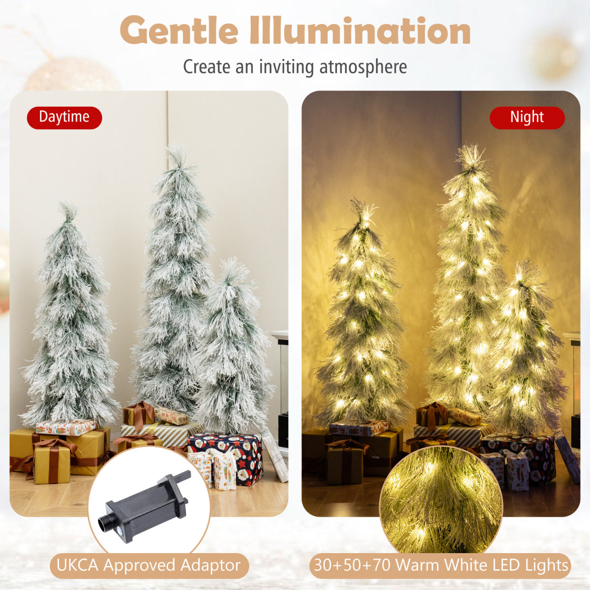 3' 4' 5' Artificial Christmas Tree Set with Branch Tips and LED Lights