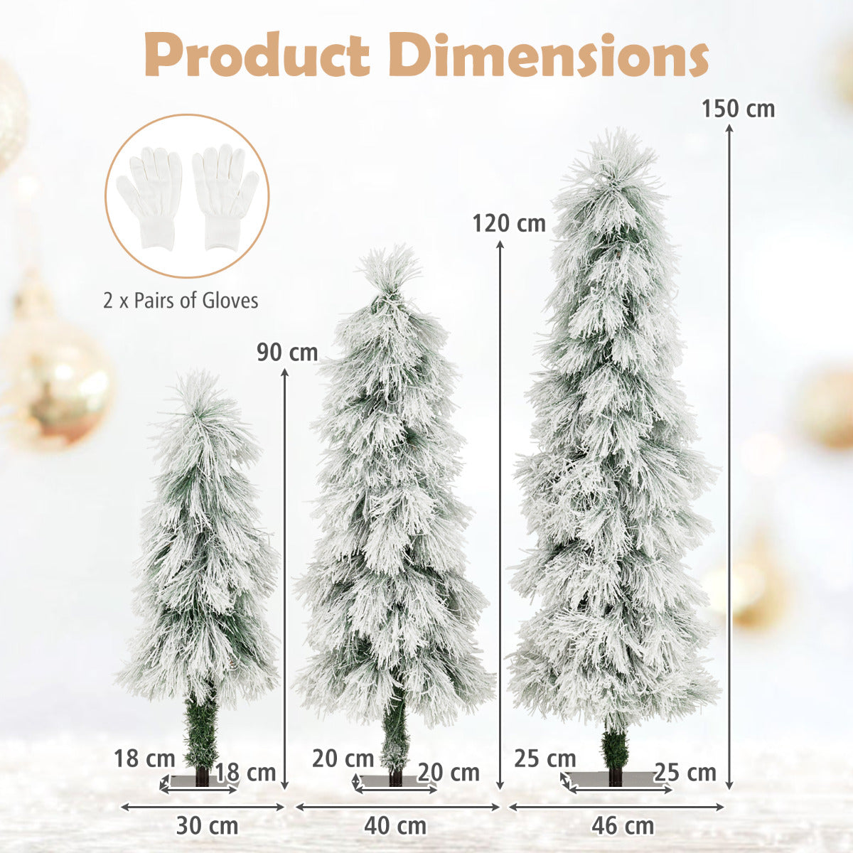 3' 4' 5' Artificial Christmas Tree Set with Branch Tips and LED Lights
