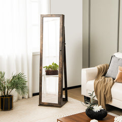 3-in-1 Mirrored Jewelry Armoire with Display Shelves-Brown