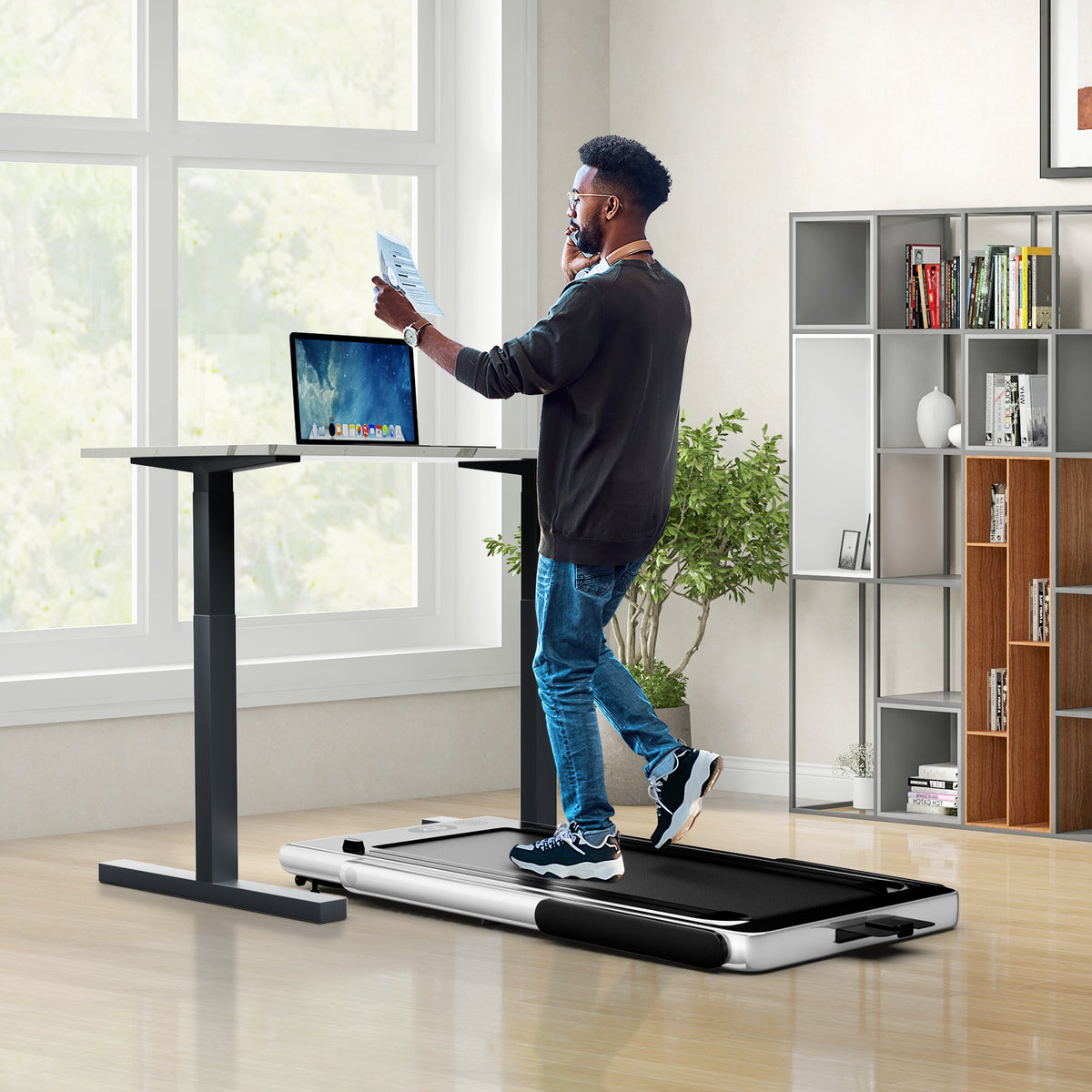 2.25 HP Foldable Treadmill 3 in 1 Walking Pad Under Desk Treadmill-Silver