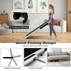 2.25 HP Foldable Treadmill 3 in 1 Walking Pad Under Desk Treadmill-Silver