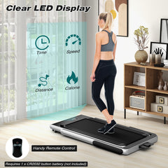 2.25 HP Foldable Treadmill 3 in 1 Walking Pad Under Desk Treadmill-Silver
