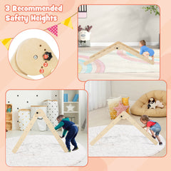 3-in-1 Triangular Climbing Toys Foldable Triangle Set for Toddlers-Natural