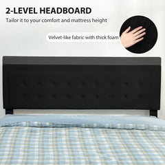 HOMCOM King Ottoman Bed Frame, Upholstered Bed Frame with Storage Drawer and Adjustable Headboard, 5ft, Black