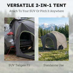 Outsunny Car Tent with 2.35m Stand-Up Height, 3000mm Waterproof Tailgate Tent with Mesh Windows for Family Camping Travelling