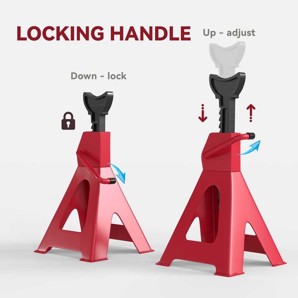 HOMCOM Axle Stands 2 Ton Car Jack Stands Pack of 2, 28-42.5 cm Height Adjustable Support Jack Stand, Heavy Duty Car Lift Tool