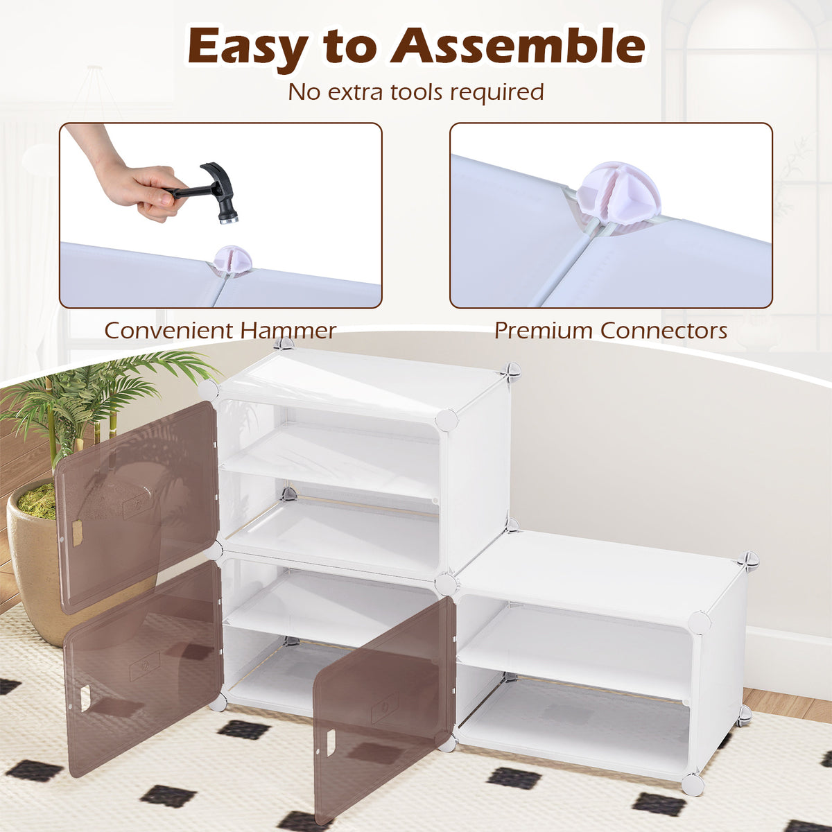 4/6/8/10 Tier Shoe Storage Cabinet with Removable Shelves-4-Tier