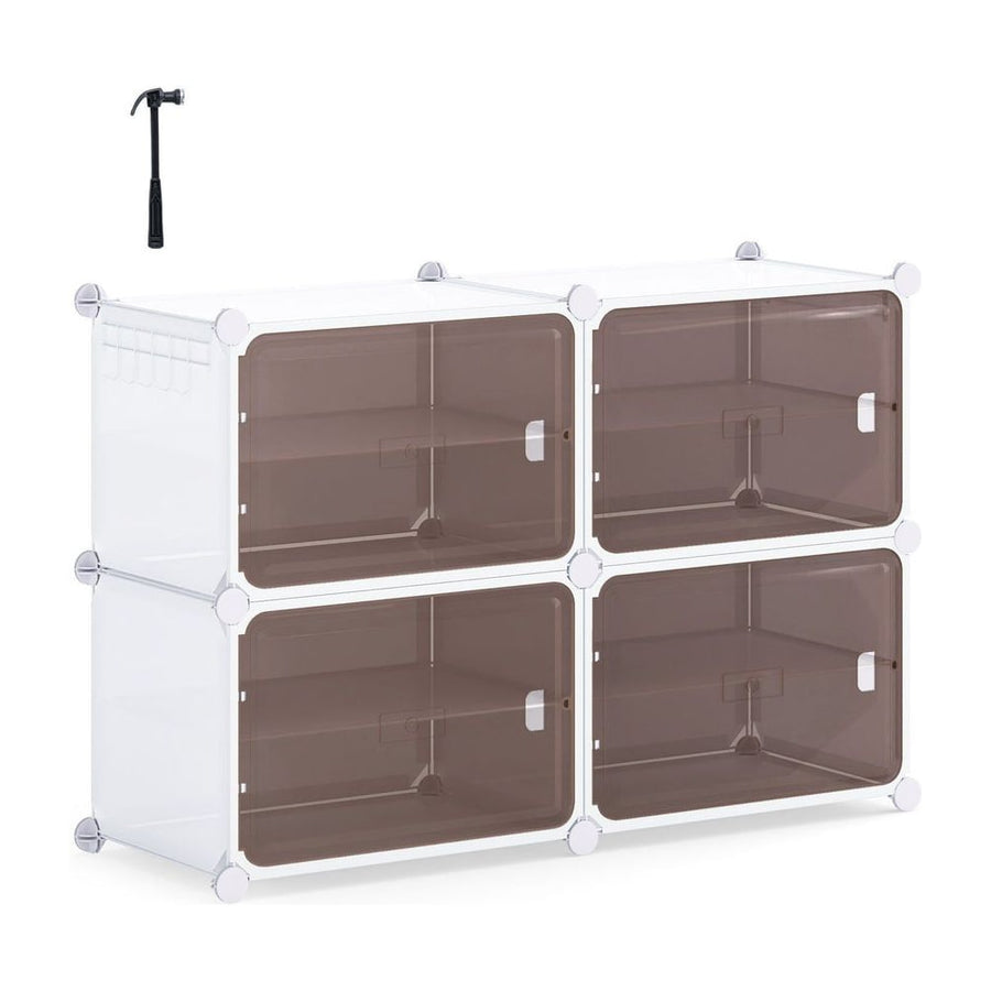 4 Tier Shoe Storage Cabinet with Removable Shelves with a small hammer for assembly