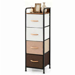 4-Drawer Dresser with Removable Fabric Bins and Top Shelf Narrow for Bedroom-Multicolor
