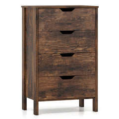 4-Drawer Wooden Tall Utility Storage Dresser in Rustic Brown, image 4