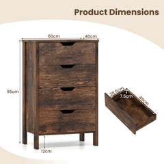 4-Drawer Wooden Tall Utility Storage Dresser in Rustic Brown, image 5
