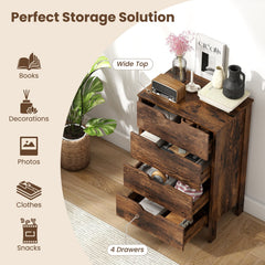 4-Drawer Wooden Tall Utility Storage Dresser in Rustic Brown, image 6