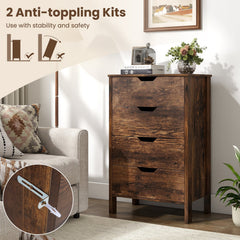 4-Drawer Wooden Tall Utility Storage Dresser in Rustic Brown, image 7