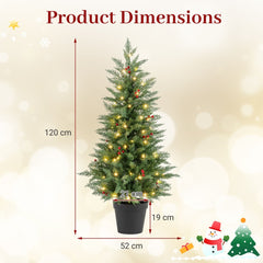 4 FT Pre-lit Christmas Trees Potted Entrance Xmas Trees with 70 Warm White LED Lights
