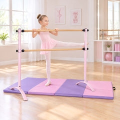 4 Feet Freestanding Ballet Barre and Folding Gymnastics Mat, image 2