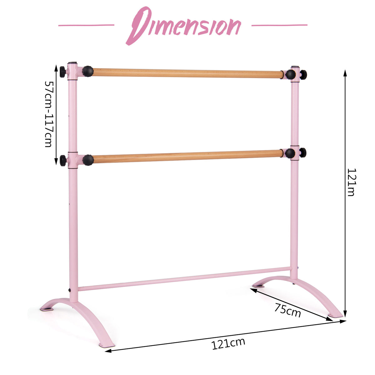 4 Feet Freestanding Ballet Barre with Height Adjustable-Pink