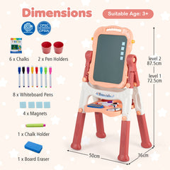 4-In-1 Double Side Easel for Toddler with Magnetic Chalkboard-Peach