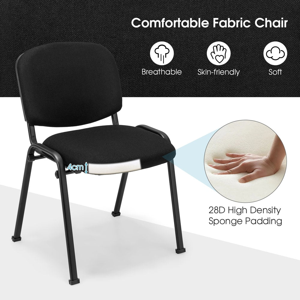 Close up of the padded cushion on a black conference chair, showing its thickness