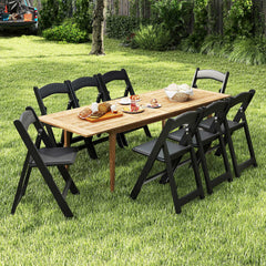 4 Pack Resin Folding Chairs with Padded Seat Cushion-Black