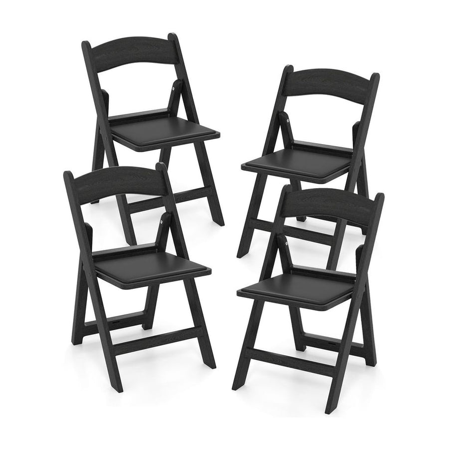 4 Pack Resin Folding Chairs with Padded Seat Cushion-Black
