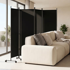 4-Panel Room Divider 173 CM Tall Folding Privacy Screen-Black