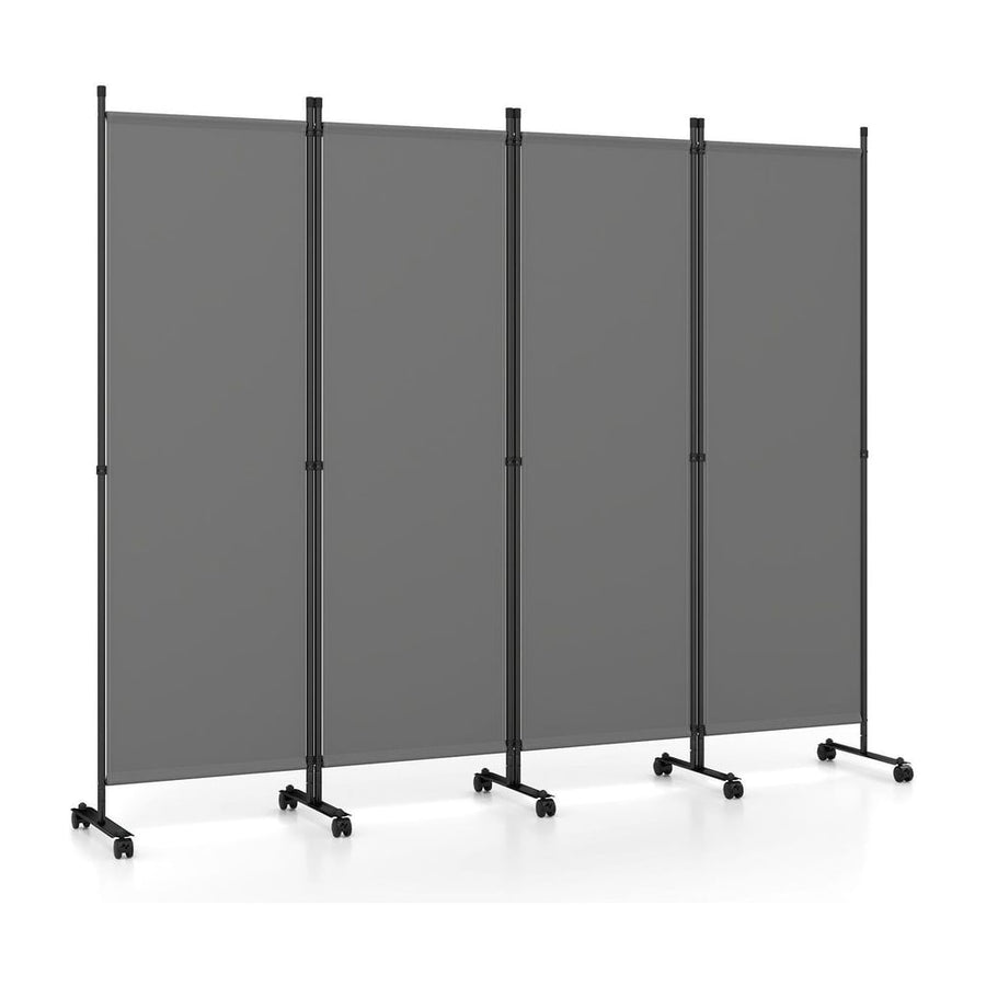 4-Panel Room Divider 173 CM Tall Folding Privacy Screen-Grey