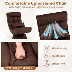 4-Position Adjustable Floor Chair with Swivel Base-Brown