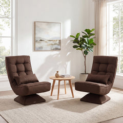 4-Position Adjustable Floor Chair with Swivel Base-Brown