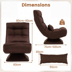 4-Position Adjustable Floor Chair with Swivel Base-Brown