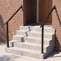 4 Step Wall Mount Stair Handrail Heavy-Duty Adjustable Galvanized Steel Railing with Installation Kit for Concrete