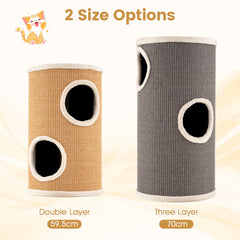 4-Story Cat Condo with Sisal Scratching Pad and Napping Plush Bed-Brown