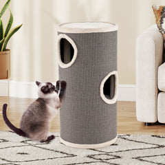 4-Story Cat Condo with Sisal Scratching Pad for Indoor Cats-Grey