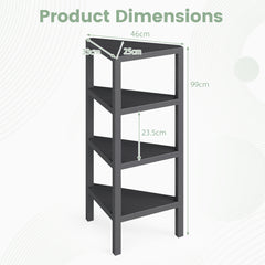 4-Tier Corner Shelf Stand with Open Slatted Shelves-Black