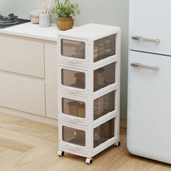 4-Tier Plastic Drawer Storage Organizer Rolling Cart with 4 Drawers