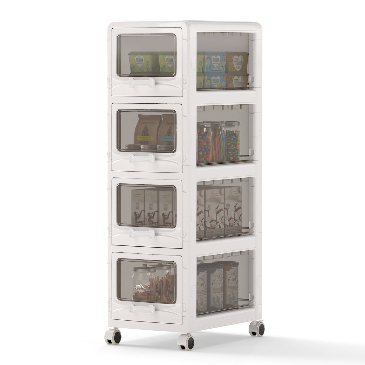 4-Tier Plastic Drawer Storage Organizer Rolling Cart with 4 Drawers
